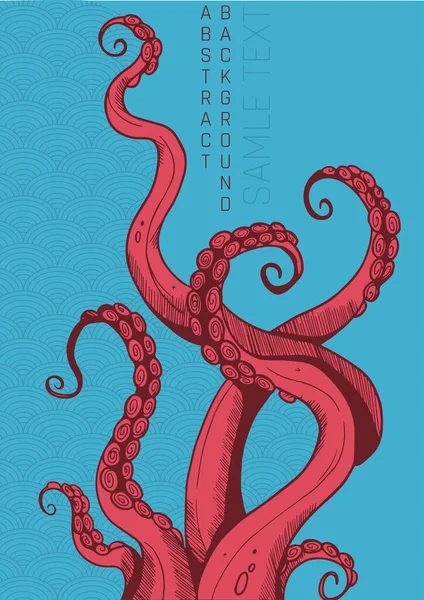 Colored Bright Illustration Tentacles Graphic Style — стоковый вектор