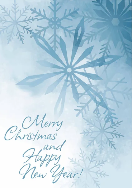 Light Christmas Card Snowflakes Blue Watercolor Texture Illustrazione Stock