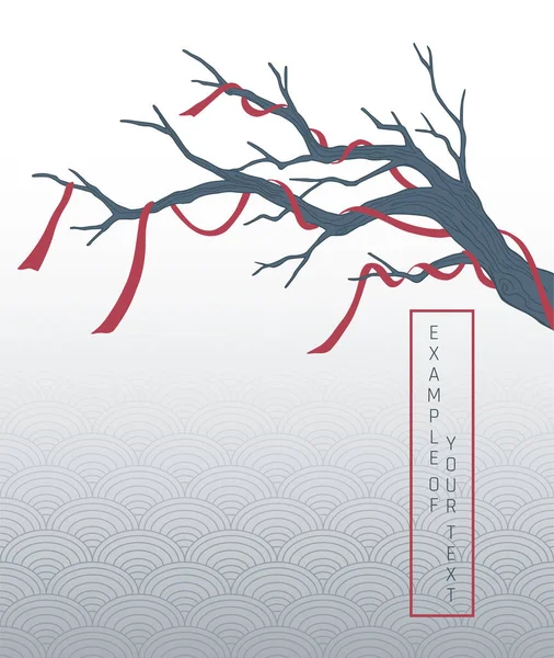 Abstract Illustration Tree Branch Red Tapes — ストックベクタ
