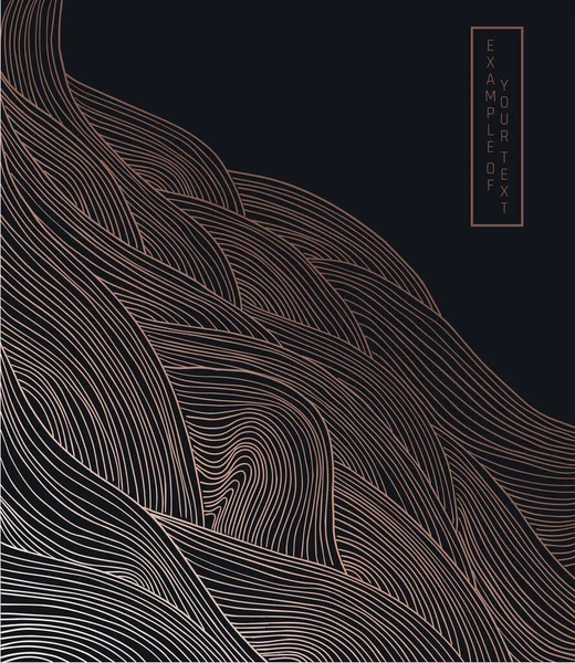 黒と金の波が並ぶ抽象的な日本の風景 — ストックベクタ
