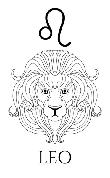 Illustrazione Della Testa Leone Segno Zodiacale Leo — Vettoriale Stock