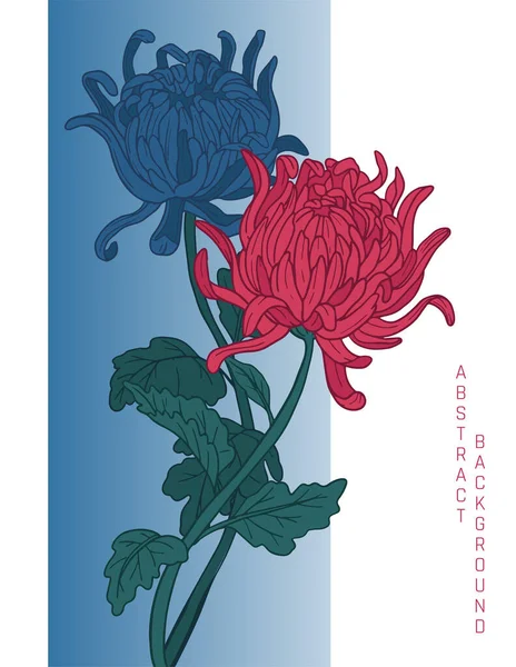 Färgglada Och Ljusa Illustration Med Pioner Blommor Asiatisk Stil — Stock vektor