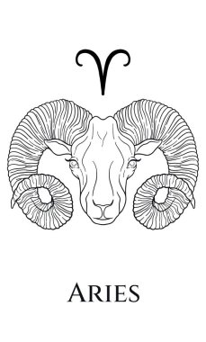  Burç burçları, koyun kafaları, siyah ve beyaz