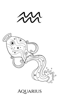  Su ve akvaryum burcunun amforo çizimi.