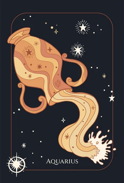 Ilustracja Amfory Wodą Ciemnym Tle Znak Zodiaku Wodnego — Wektor stockowy