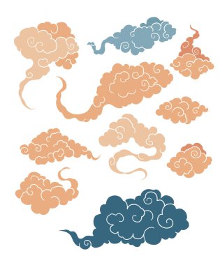  Çizgi film koleksiyonu Doğu tarzında biçimlendirilmiş bulutlar