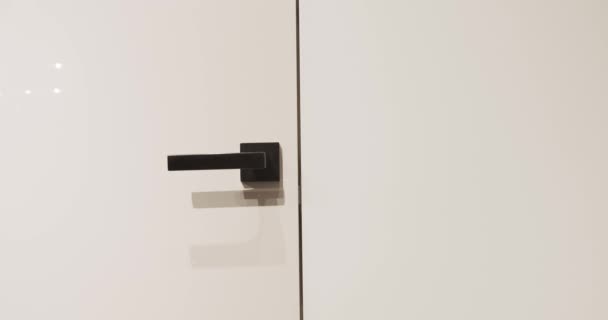 Close Up The minimalist white door Open in a modern home. Modern Apartment — 图库视频影像