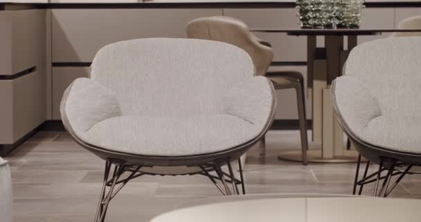 Close Up Fabric and Textil modern brown armchair in living room. — Vídeo de Stock