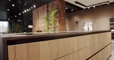 Modern Kitchen room with minimalist dining table. Modern Minimalist Home.