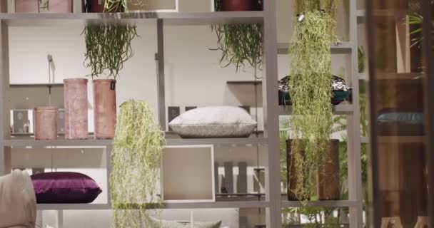 Casa de lujo con estantería elegante y simple. Silencio minimalista — Vídeo de stock