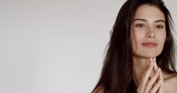Belle Femme Visage Peau Saine Concept Beauté Fermer Lèvres Femelles — Video
