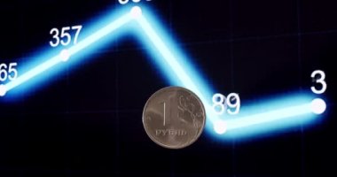 Değeri düşme ve ruble devalüasyonu, çöküş federal rezerv Rus rublesi. Rusya 'nın küresel yaptırımından sonra Rus rublesi enflasyonu. Ukrayna 'daki Rusya savaşı sonrasında Ekonomi kavramı.