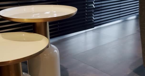 Moderno Minimalista Mesa Café Redonda Interior Contemporâneo Sala Estar Detalhes — Vídeo de Stock