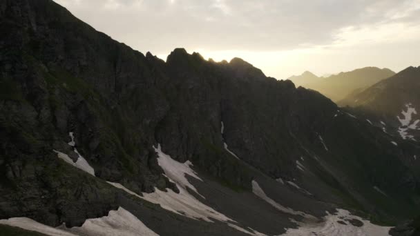 Luftaufnahmen Über Peaks Epic Panorama Nature Success Summit Top Peak — Stockvideo