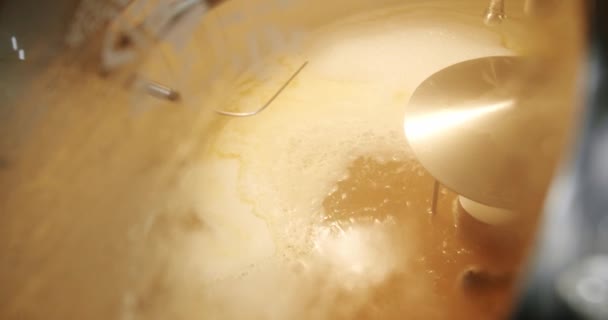 Bierproductie Giet Malt Grains Een Grote Maaltank Bij Brouwerij Bier — Stockvideo