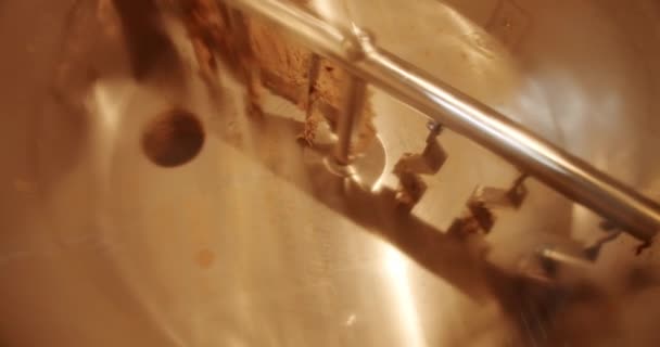 Beer Making Craft Brewery Close Close Top View Kettle Beer — Stockvideo