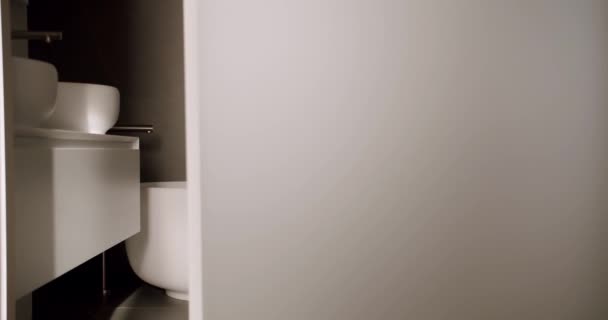 Minimalist Bathroom Interior Modern Minimalist Interior Lifestyle White Minimalist Bathtub — Wideo stockowe