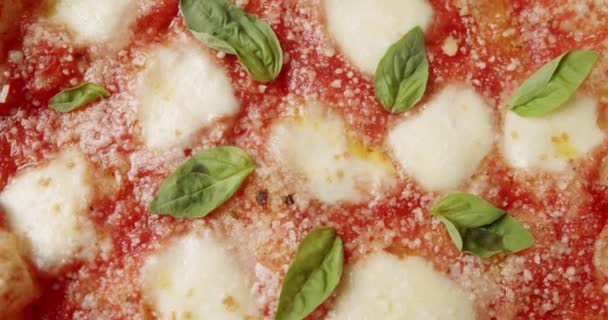 Margherita Pizza Topped Melted Mozzarella Cheese Fresh Delicious Food Organic — Vídeos de Stock