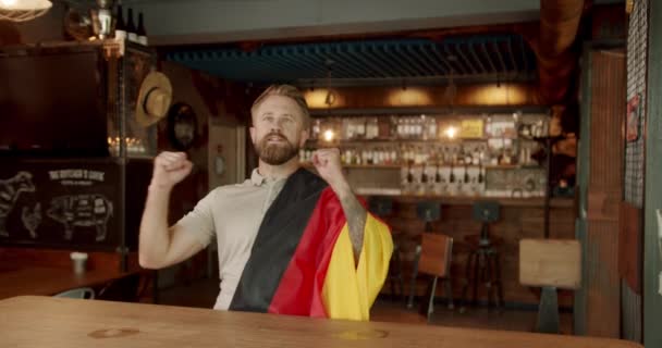Man Flag National Country Germany Watching Sport Game Fan Watching — Stockvideo
