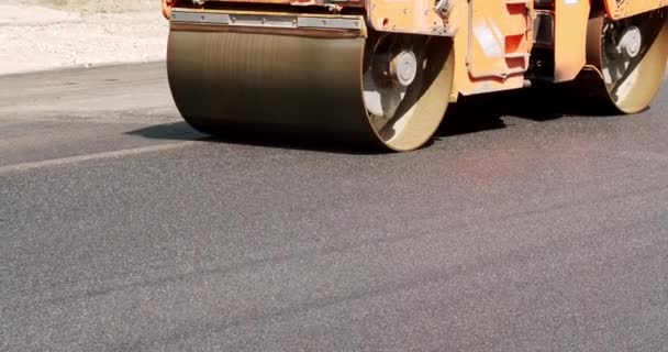 Asphalt Paver Machine Road Construction Site Road Paving Residential Street — Wideo stockowe