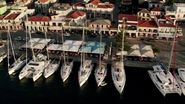 Lefkada Eiland Marine Haven Voor Jacht Zeilboot Luxe Cruisereis Uitzicht — Stockvideo