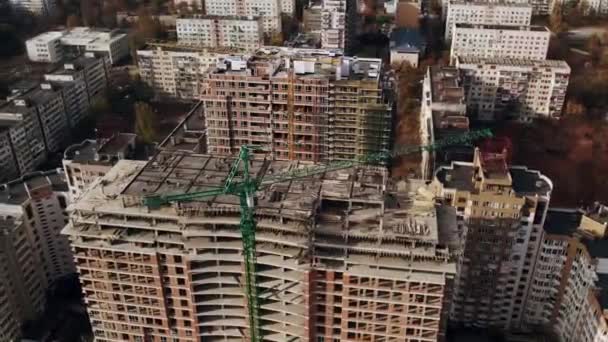 Complexe Résidentiel Construction Sur Grand Chantier Avec Grue Ouvriers Dernier — Video