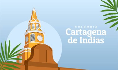 Cartagena 'daki saat kulesinin tasviri