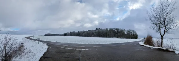 Winter Panorama Overlooking Turn Road —  Fotos de Stock