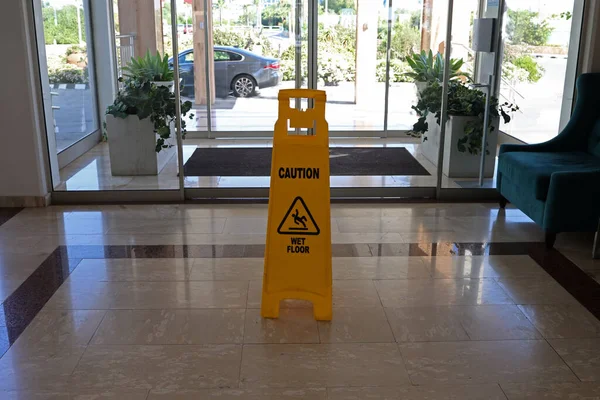 Danger Slipping Wet Floor While Cleaning — Stok fotoğraf