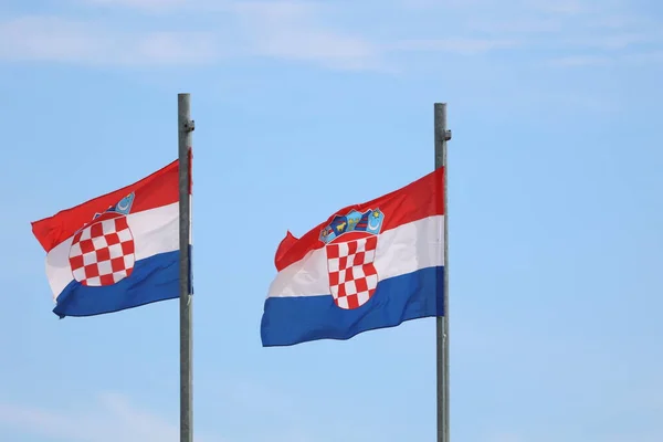 Прапори Хорватії Літають Відпустку — стокове фото