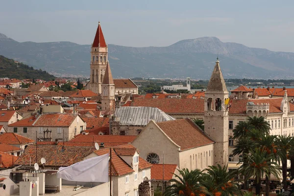 Letecký Pohled Historické Budovy Starého Města Trogir Chorvatsko — Stock fotografie