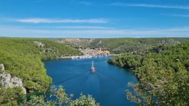 Kleinstadt Skradin Fluss Krka — Stockvideo