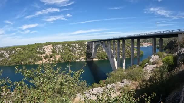 Pont Routier Sur Rivière Krka Croatie Ville Skradin — Video
