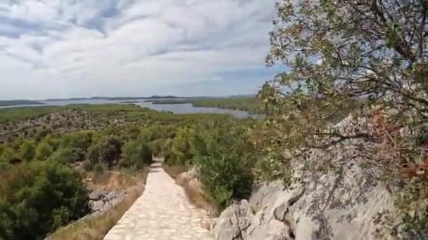 Wanderweg Der Küste Des Kanals Des Ante Bei Sibenik Kroatien — Stockvideo