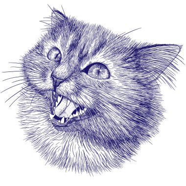  Kabarık bir kedinin kabartma biçimindeki ağızlık çizimi