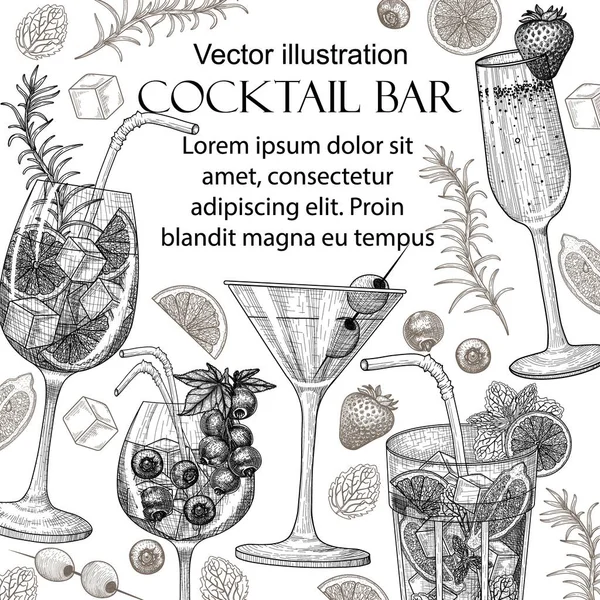 Vektorillustration Von Banner Vorlagen Für Coole Drinks Gravurstil Grafik Linearer — Stockvektor