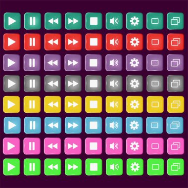 Üç boyutlu düğmeler. Renkli UI simgeleri ayarlandı.