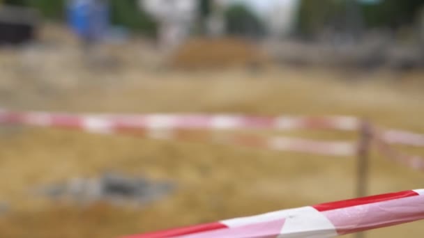 Ruban Barrière Rouge Blanc Protège Zone Dangereuse Site Construction Réparation — Video