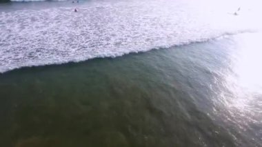 Quadcopter 'dan okyanus manzarası çok güzel. Denizin kuş bakışı görüntüsü. Sri lanka manzara arka planı