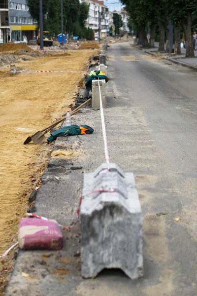 Construction and repair works on the city street road