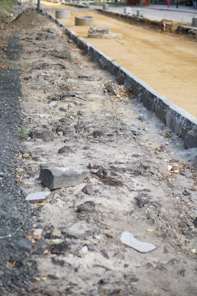 Construction and repair works on the city street road