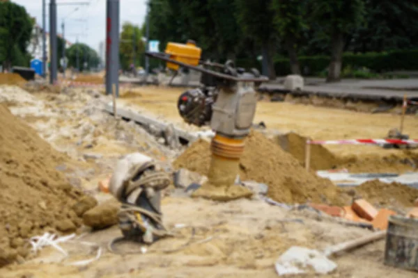 Trabajos Construcción Reparación Carreteras Urbanas Fotos de stock libres de derechos