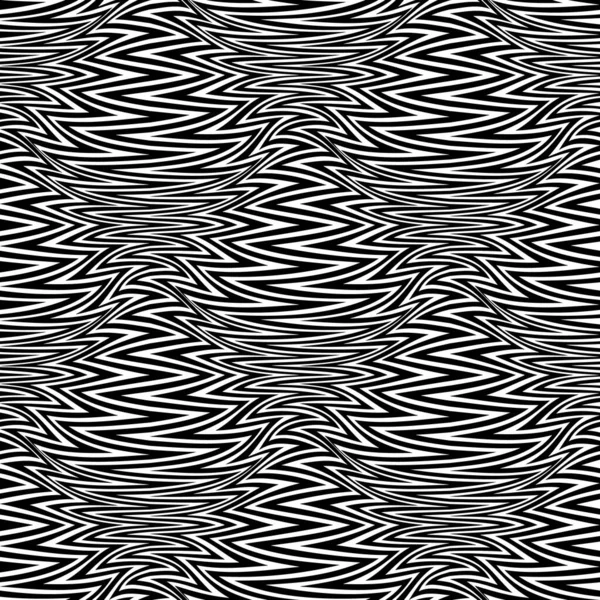 Modèle Optique Déformé Sans Couture Lignes Zigzag Noir Déformé Texture — Image vectorielle