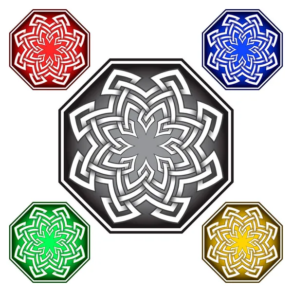 Modèle Logo Octogonal Style Noeuds Celtiques Symbole Tatouage Élégant Ornement — Image vectorielle