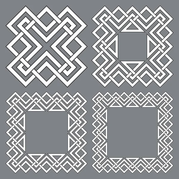 Conjunto Quadros Quadrados Padrões Retangulares Elementos Decorativos Para Design Com —  Vetores de Stock