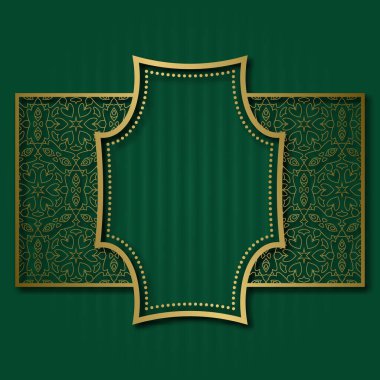 Klasik ambalaj veya etiket tasarımı için desenli dikdörtgen üzerinde altın eğimli çerçeve.
