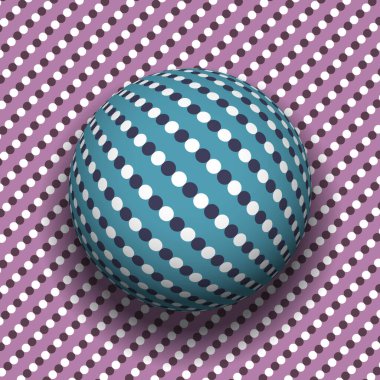 Polka nokta deseninin yüzeyindeki garip bir küre. Vektör başı dönen optik illüzyon.