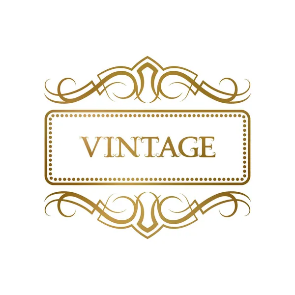 Złoty Vintage Ramki Kręconymi Ozdobami Dla Każdego Krótkiego Tekstu Elegancki — Wektor stockowy