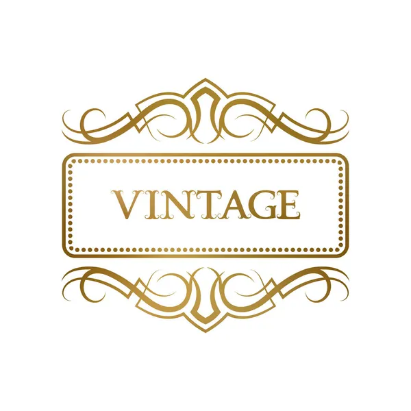 Cornice Vintage Dorata Con Ornamenti Ricci Qualsiasi Testo Breve Elegante — Vettoriale Stock