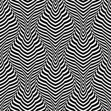 Siyah çizgilerin kusursuz deseni. Tekrarlanabilir optik illüzyon dokusu. Psikedelik soyut duvar kağıdı.